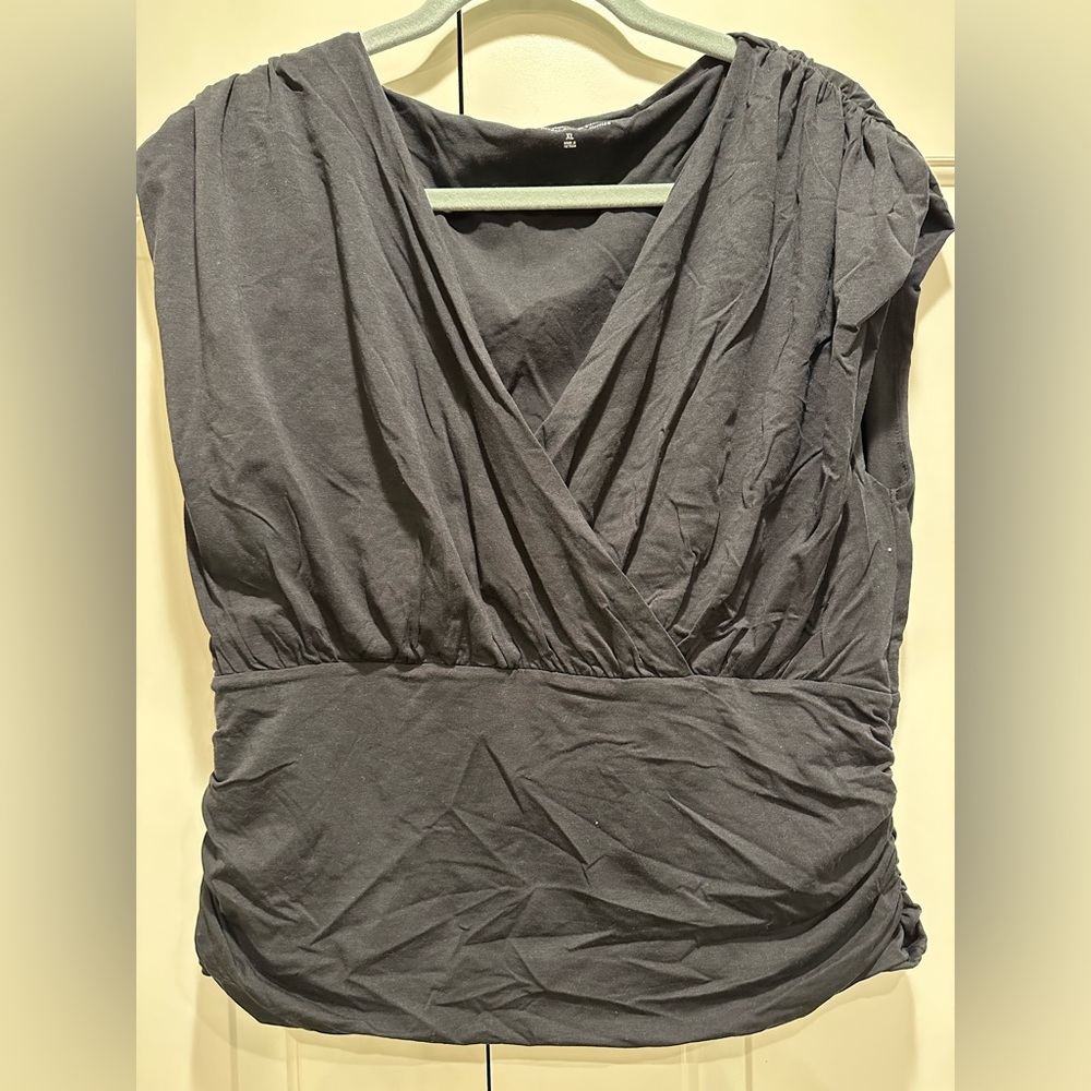 Abercrombie & Fitch Black Wrap Ruched Blouse
